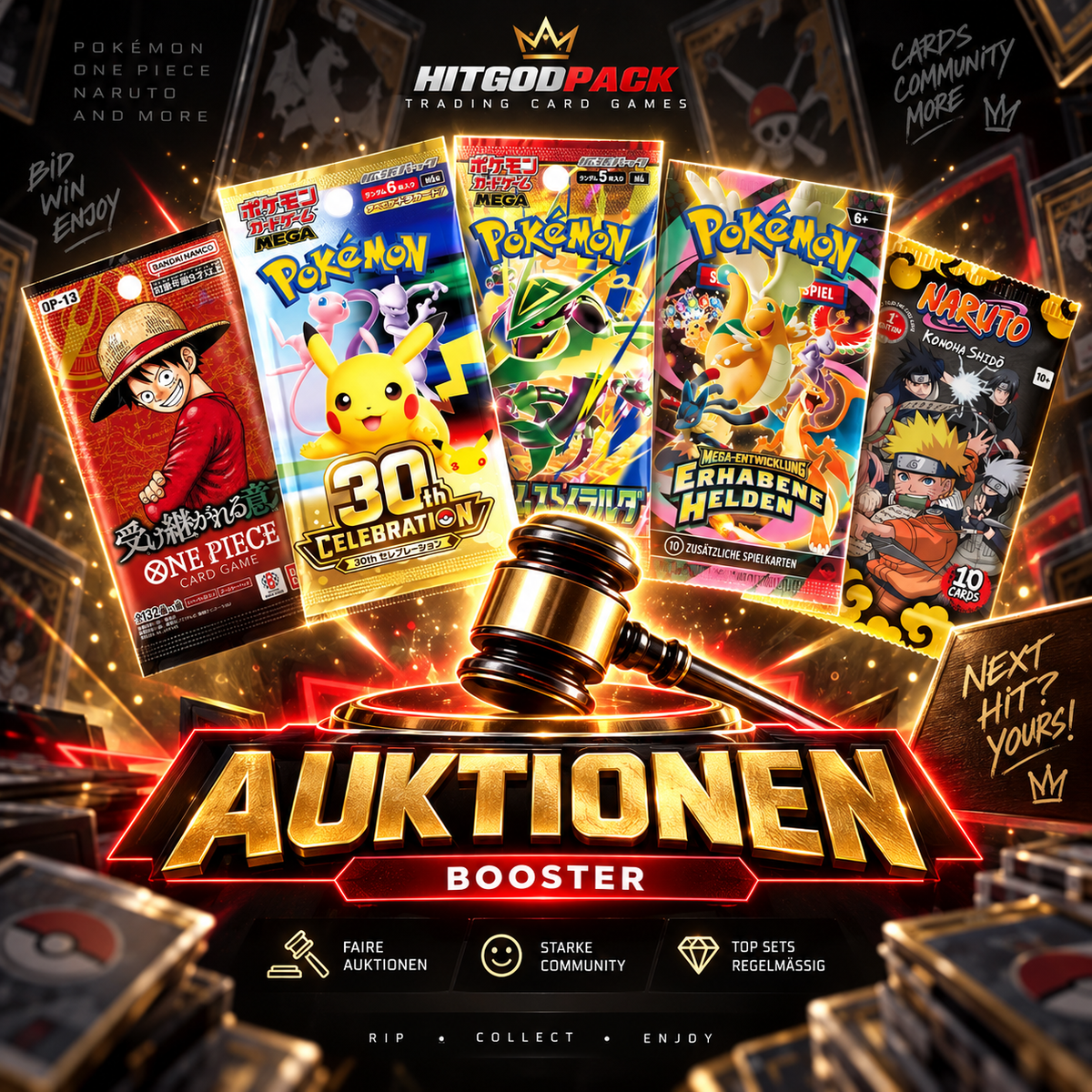 Pokemon One Piece Produkte Auktion wie im Stream gezeigt